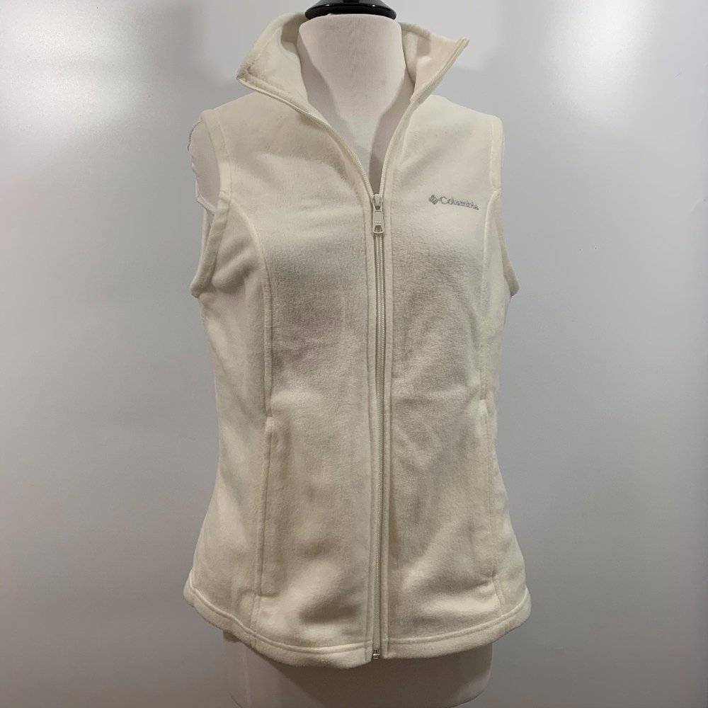 COLUMBIA Women's White Fleece Vest Size S